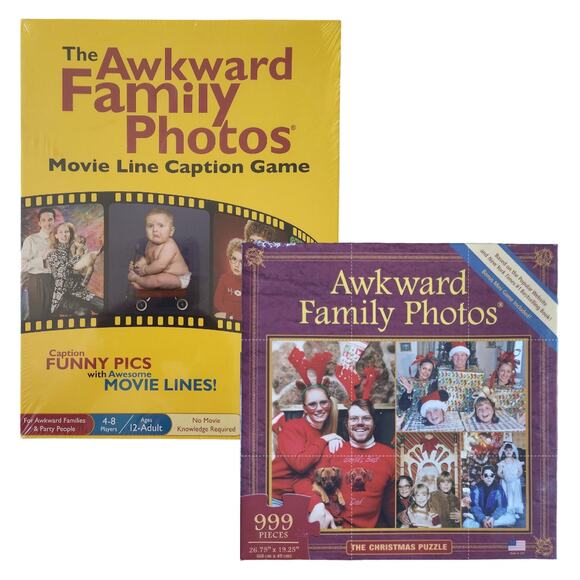 Awkward Family Photos Caption Game & 999 pcs Jigsaw Puzzle Set Christmas Holiday - Picture 1 of 8